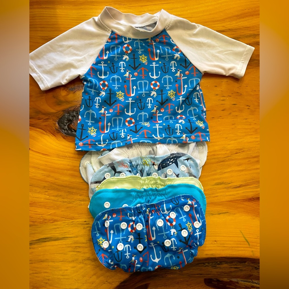 Applecheeks size 1 swim diaper lot with swim shirt.